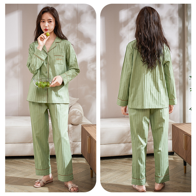[Estilo del centro comercial] 100% algodón pijamas de las mujeres primavera y otoño delgada manga larga cuatro estaciones desgaste traje