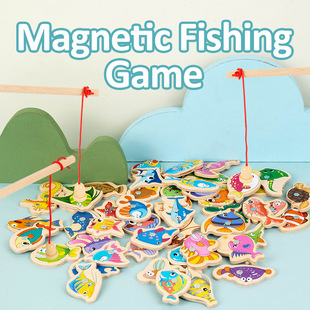 Cross-Border English Version of Fishing Toys for Children, Wooden Early Education, Baby Educational Development, Brain Development, Boys and Girls Wholesale