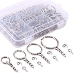 Metal Key Ring with Chain Strap, Open Ring, Eyelet Key Hook, DIY Accessories, Decorative Ornament