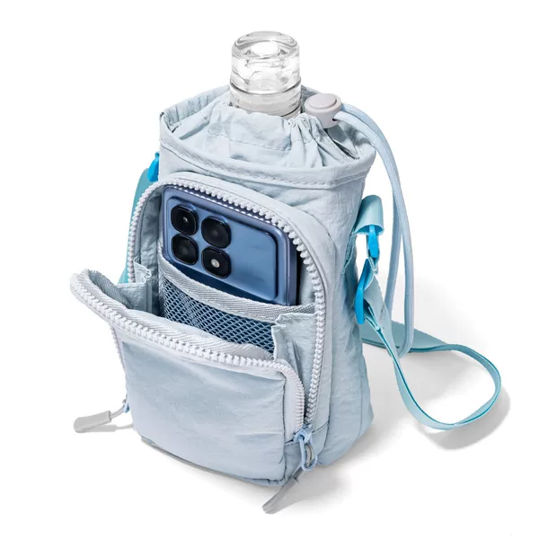 Cross-border outdoor travel water bottle bag with multiple compartments, portable crossbody bag for men and women, summer running crossbody sports phone bag