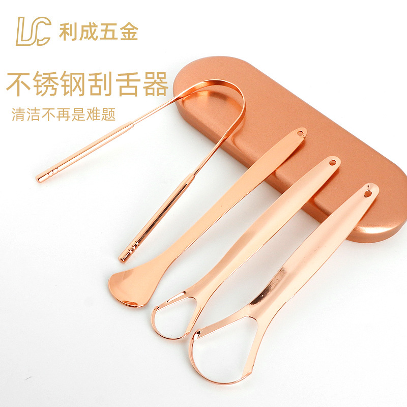 Limpiador de lengua de acero inoxidable - Raspador y limpiador de biofilm lingual
