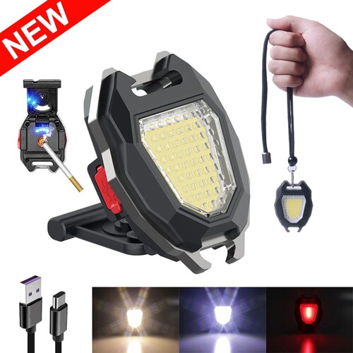 Wholesale Night Running Light Keychain USB Charging Cigarette Lighter Multi-Function Home Emergency Work Light
