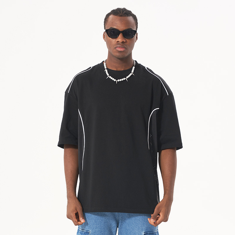 ETAI hombre de verano americano manga corta malla calle hombre camiseta de algodón casual chaqueta en stock