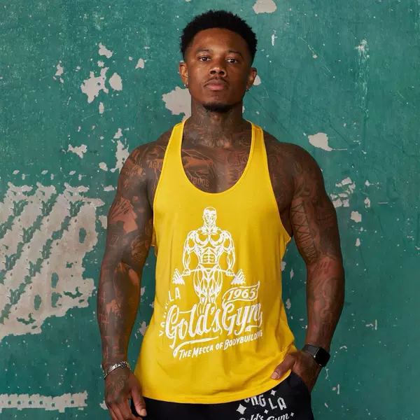 youngla new summer men's pure cotton printed top for fitness, outdoor running, and training, quick-dry sleeveless vest