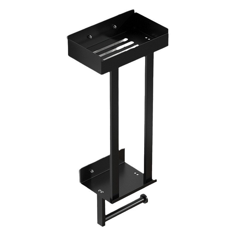 Transfronterizos de toallas de baño inodoro sin agujeros colgados en la pared multicapa toallas negras toallas de papel estante de toallas