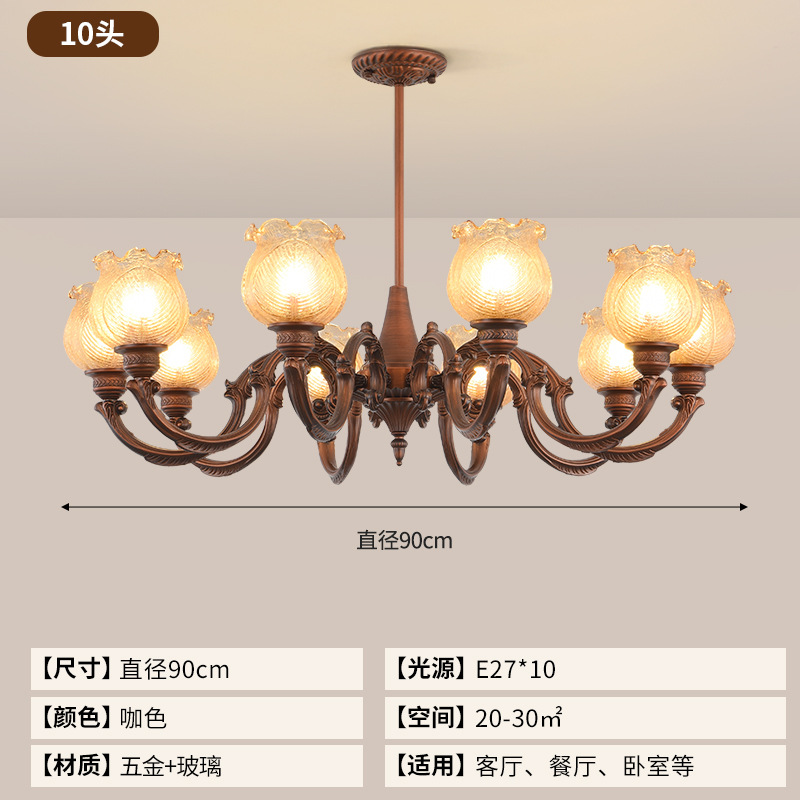 Lámparas y lámparas nuevas 2025 estilo antiguo alto estilo medieval estilo francés dormitorio estilo americano vestíbulo Zhongshan retro grúa de sala de estar