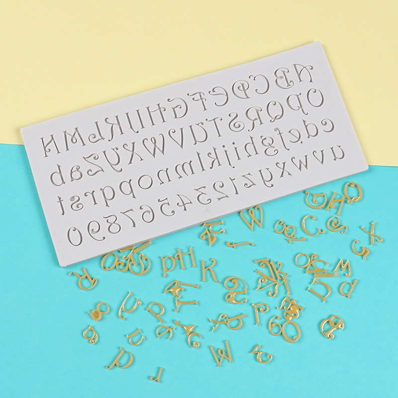 DIY Abstract Art Font Twenty-Six English Letters and Numbers Chocolate Fondant Cake Decoration Silicone Mold