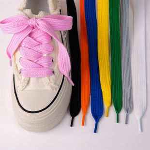 Baojie Wholesale 2cm Widened Polyester Shoelaces Multi-Color Shoelaces Ready-Made Casual Shoes Boots Dad Shoes Single-Layer Shoes