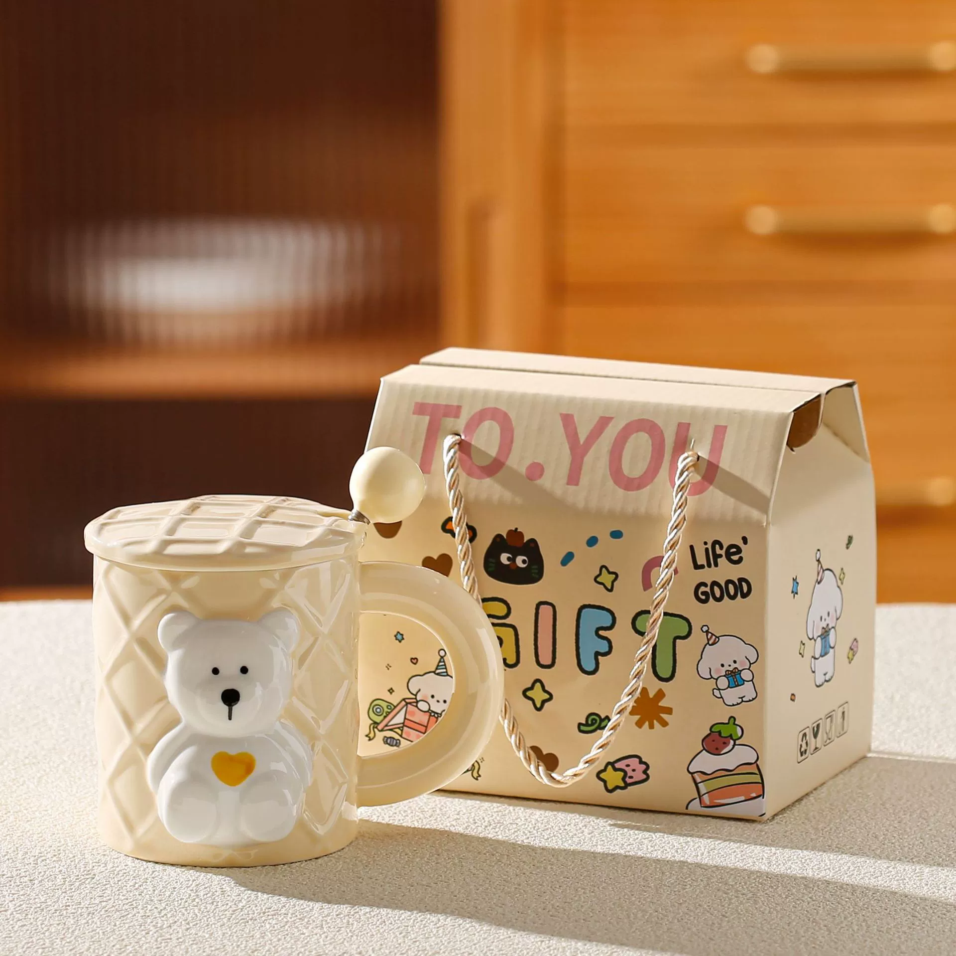 Посудная кружка в виде медведя из молочной керамики с чашкой с Cartoon кофе водяная кружка высоким внешним видом пара日
