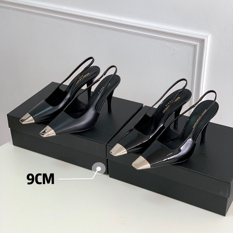 Small Square Toe Metal Toe High Heels for Women Spring & Fall New Style One-Line Straps with Elegant Stiletto Heels Genuine Leather Elegant Sexy Shallow Mouth Singles