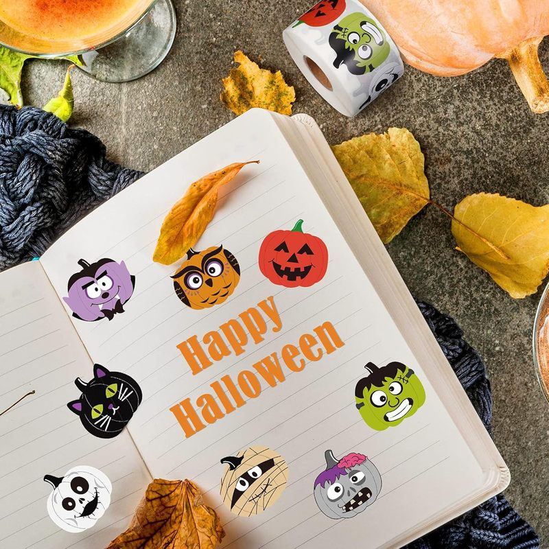 1 インチハロウィン特殊形状カボチャ絵文字パッケージ落書きステッカーフェスティバル前パーティー DIY 装飾 pvc 粘着ステッカー|undefined