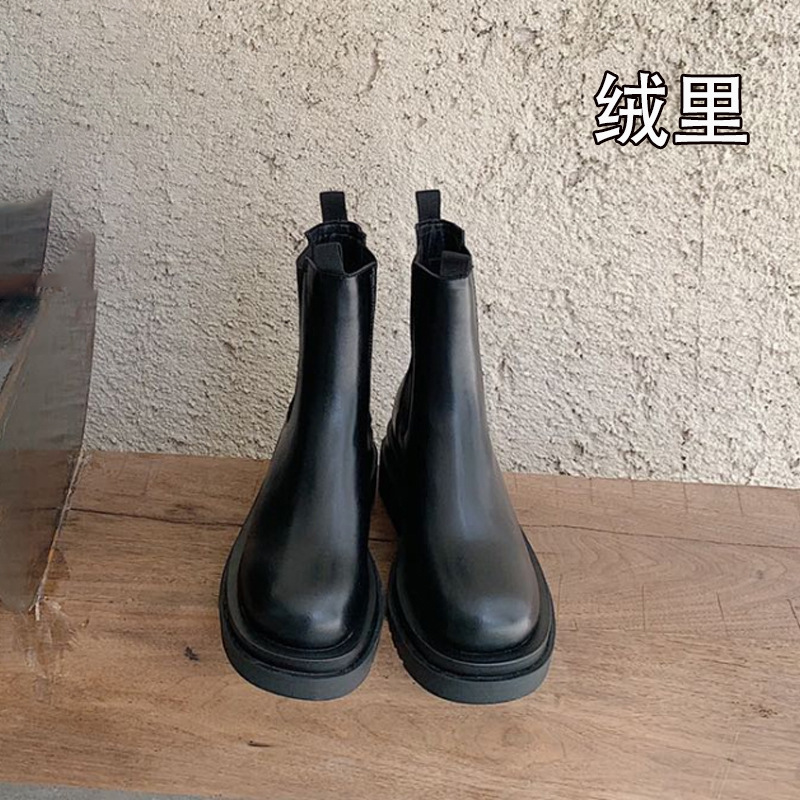 2024新型秋冬mona中筒靴厚い底BVマーティン靴女性タバコ筒英倫風真皮チェルシーショートブーツ|undefined