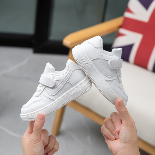 Spring and Autumn Ultra Light Solid Sole Children's Sneakers Board Shoes Baby Girl's Velcro Shoes Boy's Sneakers Academy Style White Shoes