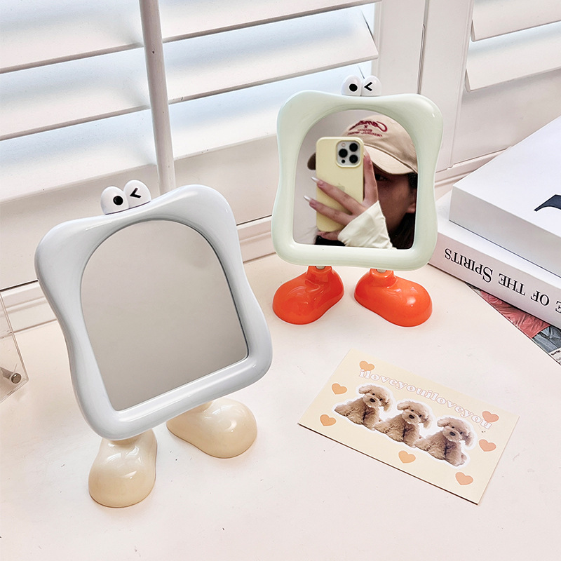 Espejo de maquillaje de escritorio de dibujos animados de plástico ojos de dormitorio de maquillaje de belleza espejo de maquillaje