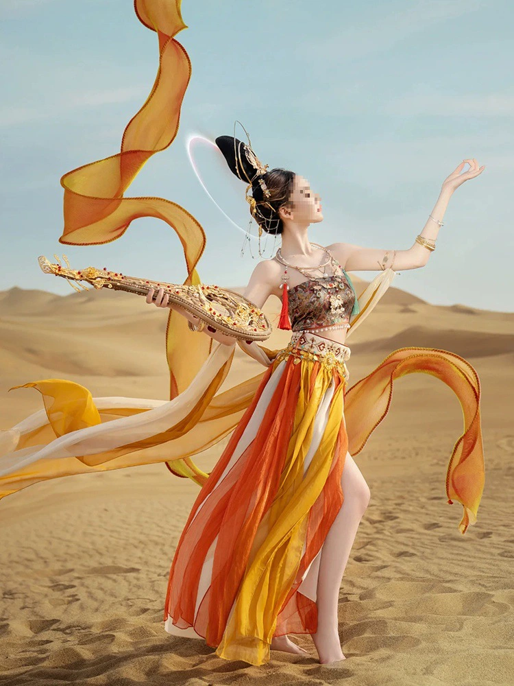 Экзотические танцевальные костюмы династии Хань Дуньхуань, костюмы для выступлений для взрослых и женщин в западном стиле, фотостудия, путешествия по пустыне, фотографии