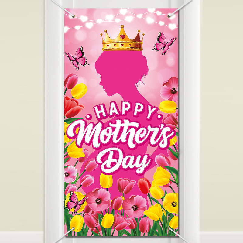 Amazon Cross Border Mother's Day Holiday Decoration Door Tulip Decoration Mother's Day Party Decoration Background Cloth