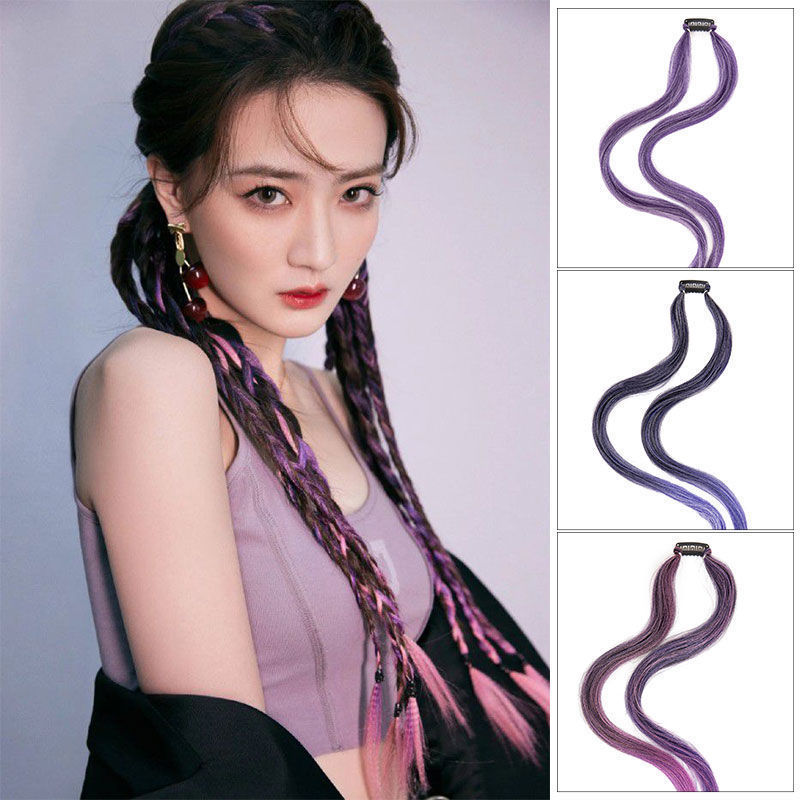 Clip-In Hair Extensions for Women with Highlights, Seamless Invisible Braided Hair Ropes, Dreadlocks, Colorful Gradient Hair Pieces Clip-In Hair Extensions for Women with Highlights, Seamless Invisible Braided Hair Ropes, Dreadlocks, Colorful Gradient Hair Pieces