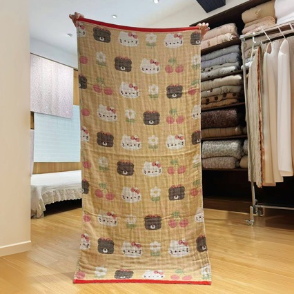 Gauze bath towel-Cherry Bear (Class A pure cotton washed)