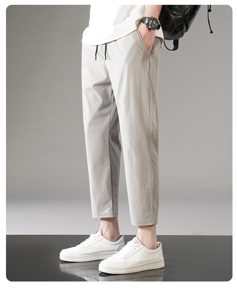 冰丝裤子男夏季新款薄款运动休闲九分裤大码宽松直筒卫裤速干男裤详情19