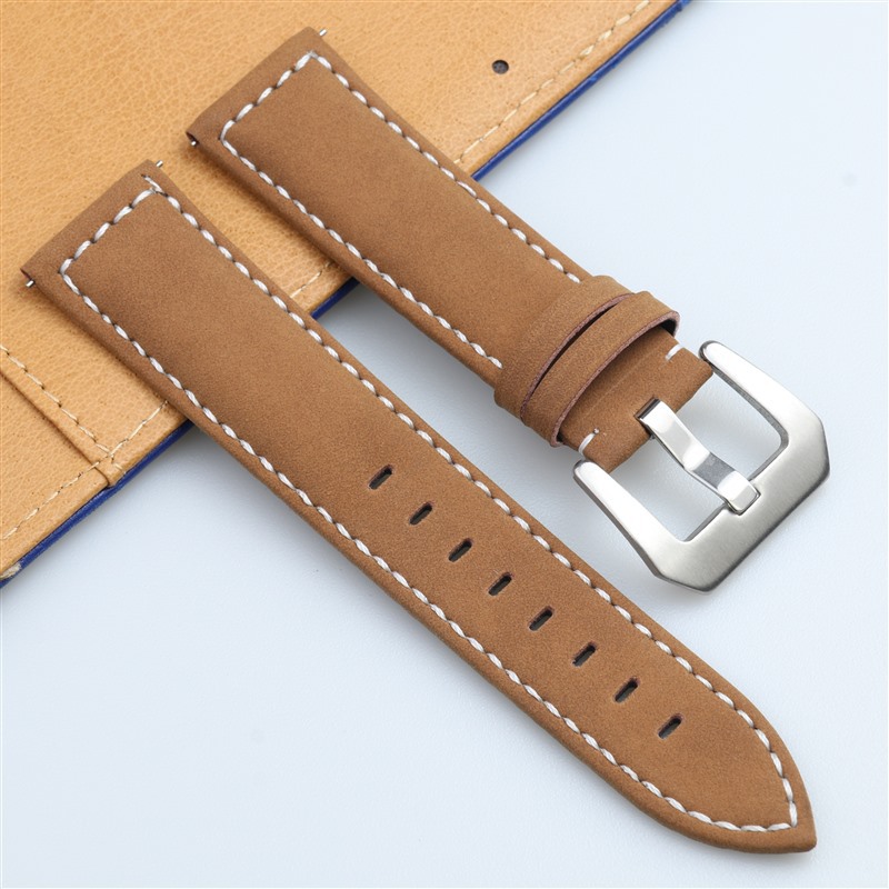 Correa de reloj de cuero esmerilado de desmontaje rápido directo de fábrica con hebilla original para hombre de línea gruesa retro de alta gama