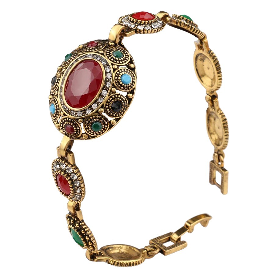 European and American original single jewelry wholesale vintage bohemian style big gem women's fashion bracelet factory direct sales