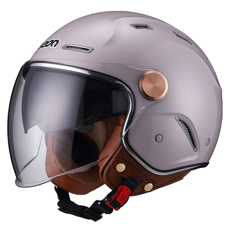 Beon estándar nacional 3C certificado doble lente retro casco motocicleta coche eléctrico 3/4 medio casco caliente cuatro estaciones