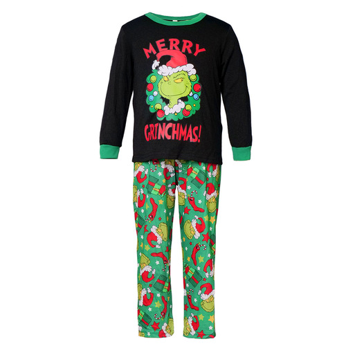New Year Autumn/Winter Christmas Parent-Child Outfits, Full Family Cartoon Character Parent-Child Three or Four People Christmas Pajamas