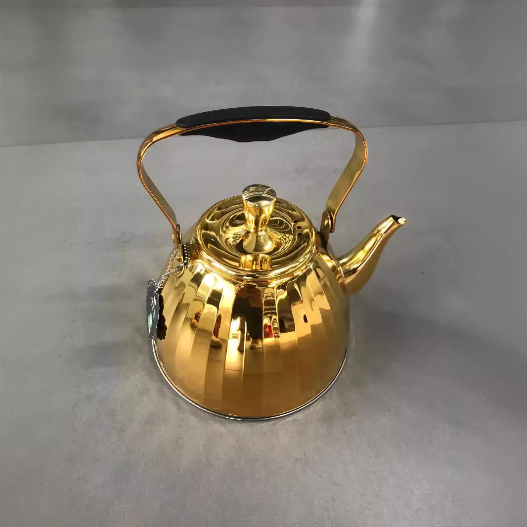 201 acero inoxidable oro completo mango de aleación de zinc tetera logotipo del cliente impreso