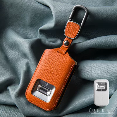 8X Genuine Leather 001 Key Case, Car key bag - new-ji-krypton-double-contrast-color-model-emma-orange-formula-buckle
