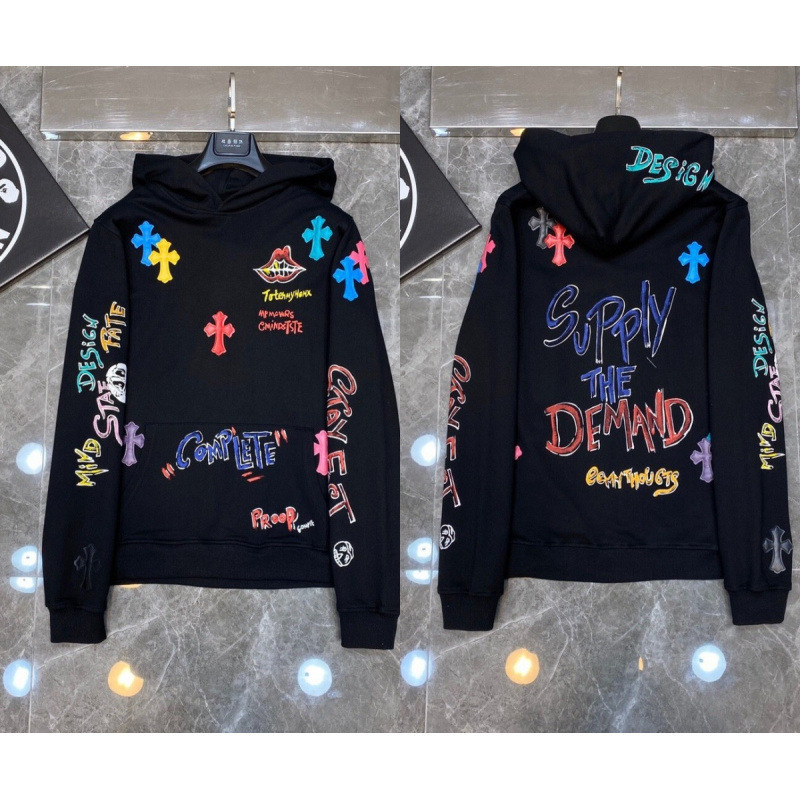 Chrome Heart Hoodie 克罗伈十字架连帽卫衣跨境宽松男女拉链帽衫|undefined