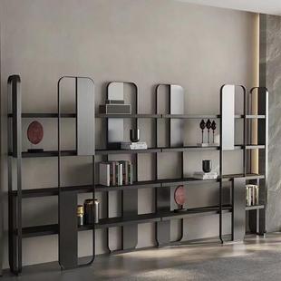 Iron Screen Home Living Room Display Cabinet Floor-Standing Bookshelf Office American Creative Stainless Steel Set
