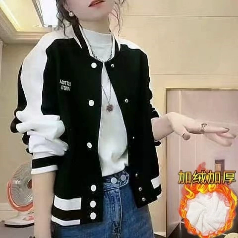 Женская бейсболка 2025, новая осенне-зимняя короткая универсальная цветная блокировка, миниатюрная женская нишевая утягивающая кофта