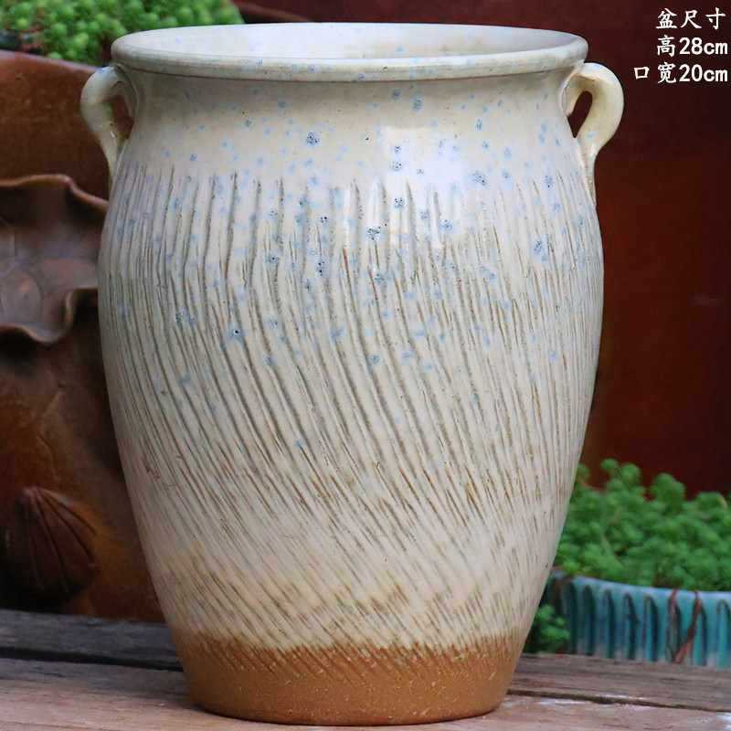 大口径グリーンダルシム多肉植物オオバコ紫大万百クリエイティブ陶器ポット粗い陶器砂土陶器ポット植木鉢大型レトロ|undefined