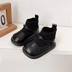 宝宝鞋子韩版冬季软底小童皮靴加绒短靴女童袜靴婴儿学步鞋潮流爆