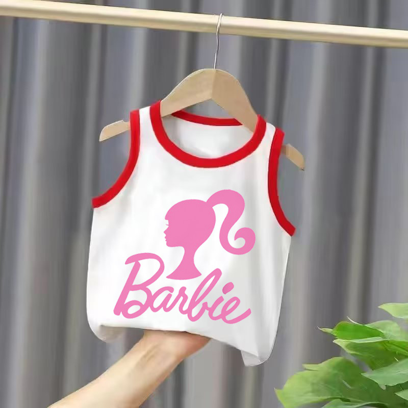 Barbie The Movie 芭比卡通圖案印花童裝100-160碼中大童無袖背心