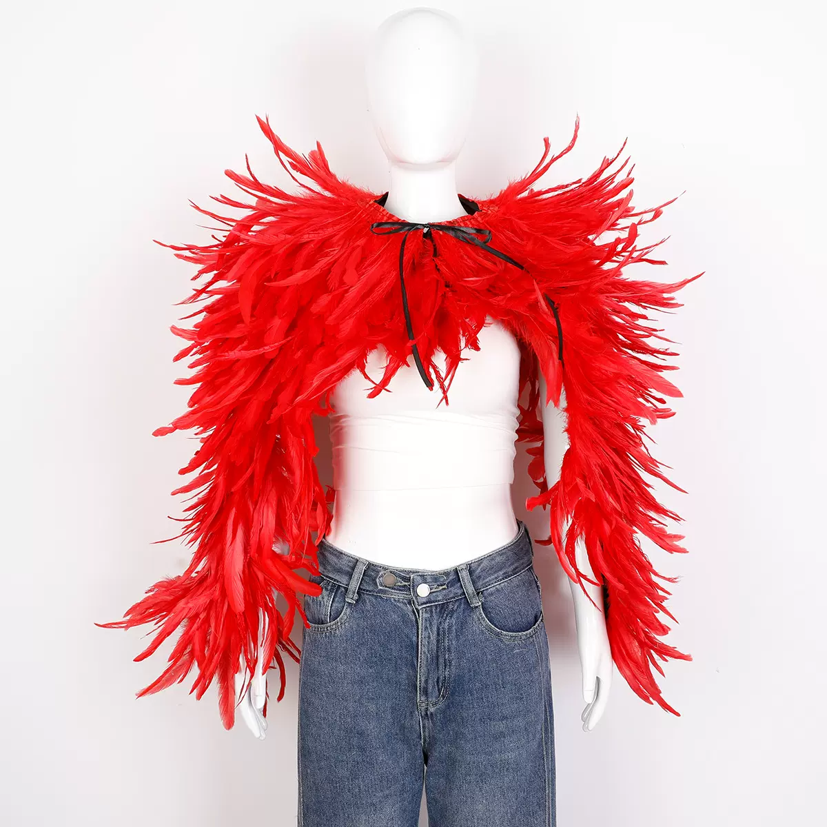 亚马逊万圣节化装舞会派对羽毛披肩斗篷坎肩假领子多色可选跨境