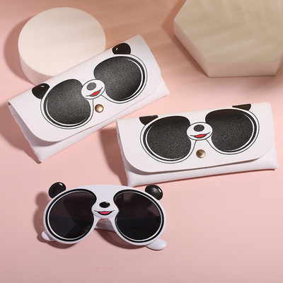 panda glasses case children Sunglasses storage box pu Imitation leather Child Sunglasses Storage bag Flip Button