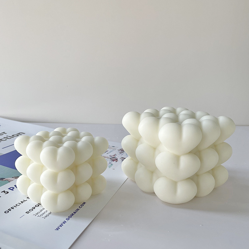 Día de San Valentín amor silicona vela molde DIY cubo aromaterapia vela yeso fragancia piedra decoración molde Silicona