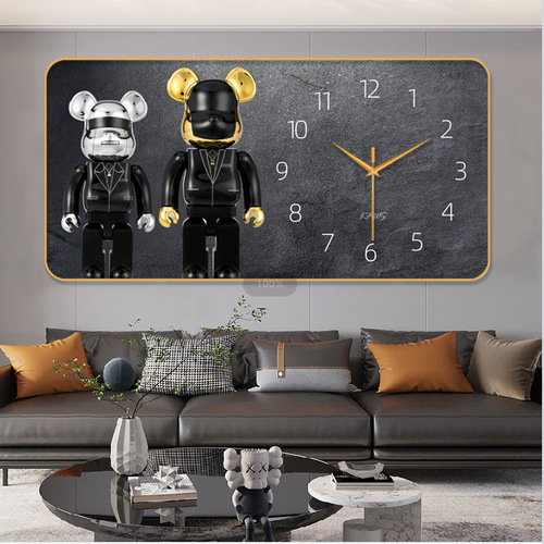 [30cm*60cm] Restaurant decorative painting modern wall clock simple living room hanging painting light luxury hanging painting clock
