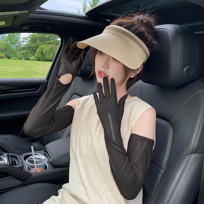 新款一体夏季防晒冰袖手套防紫外线冰丝袖套女防滑护袖遮阳臂袖