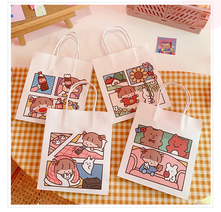 Cute simple cartoon white paper portable shopping packaging gift storage bagpicture1