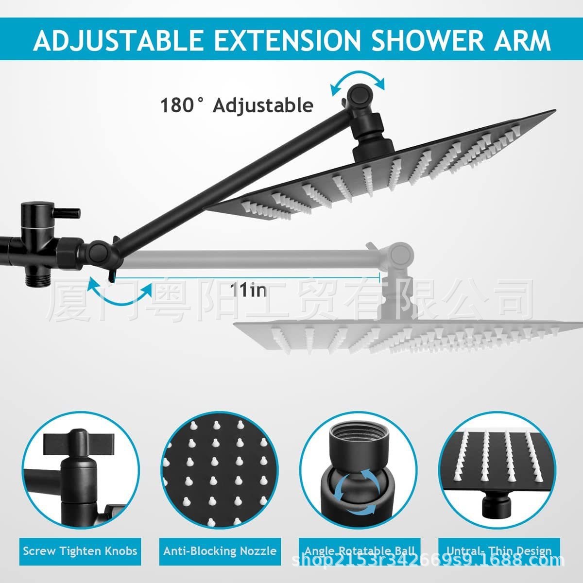 Amazon Bestseller 3 Function Handheld Showerhead 8/10/12-inch Elegant Black shower head Set wholesale Specification drawing