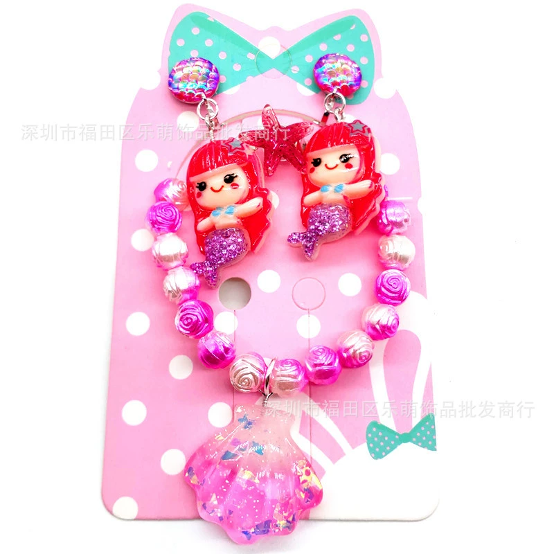 Bracelet, ear clips, ring, set for princess, accessory, wholesale, 3-6-8 years