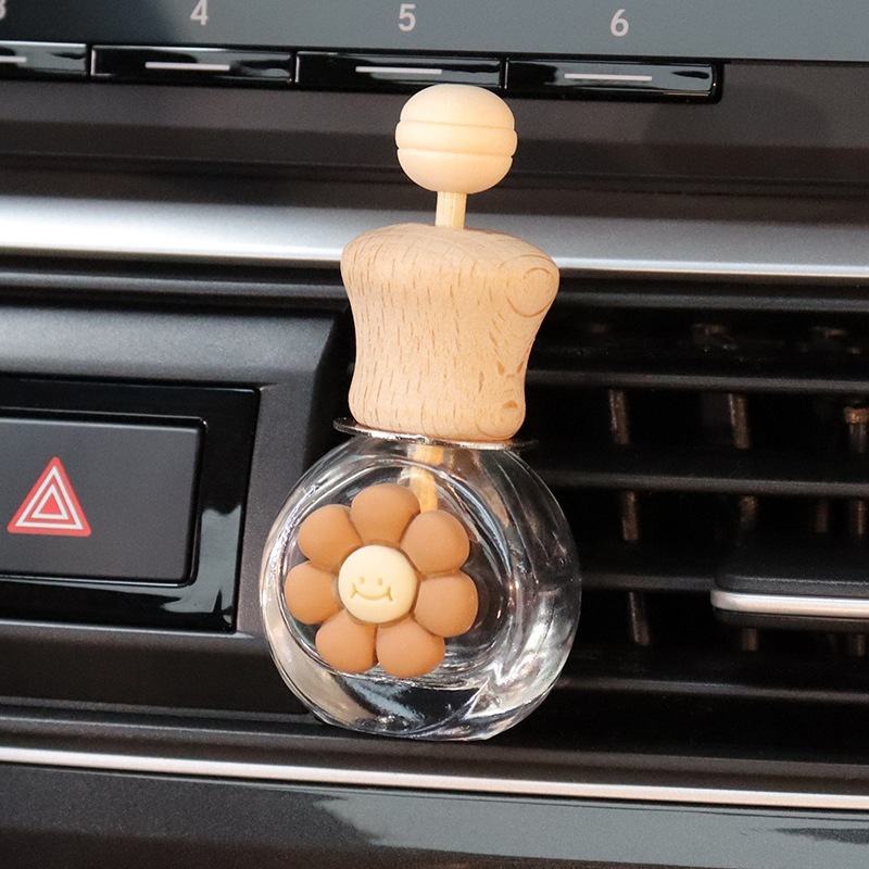 Fragancia de coche, líquido volátil, botella vacía, aceite esencial de aromaterapia autoinstalado, aire acondicionado, salida de aire, té blanco, fragancia ligera, dibujos animados duraderos, lindo