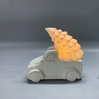 厂家制定圣诞节陶瓷圣诞小汽车载圣诞礼物摆件圣诞发光小汽车造型