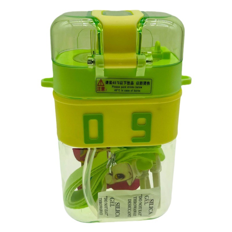 Zanuo dibujos animados de comercio exterior red cuadrada de paja roja taza de helado taza de plástico PC estudiante taza Correa al aire libre deportes taza