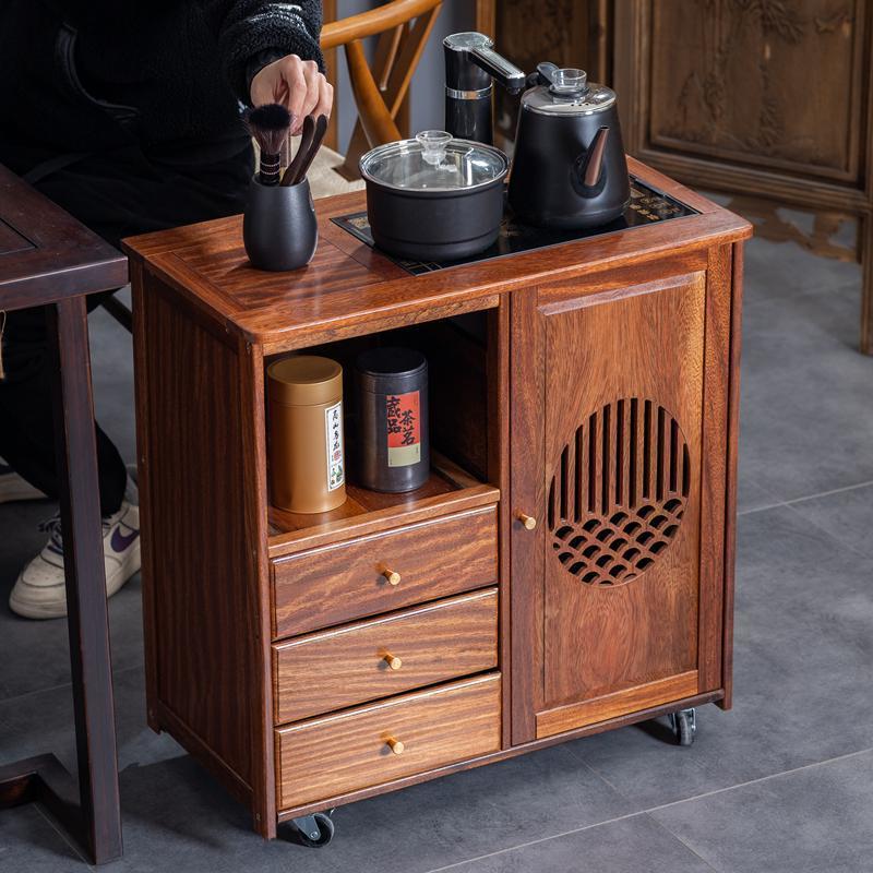 実木移動茶キャビネット茶テーブル側キャビネット茶テーブル湯たんぽ一体オフィス茶キャビネット棚|undefined