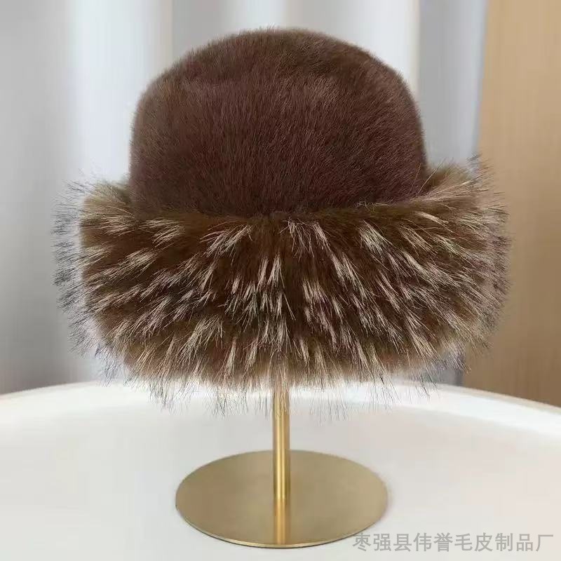 跨境新款毛绒蒙古帽冬季保暖仿水貂毛绒帽子洋气护耳东北百搭棉帽