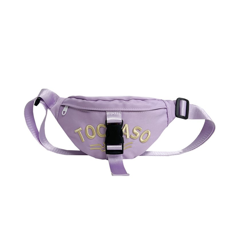 Riñonera para niños con letras de estilo occidental Versión coreana Bolsos de pecho para niños y niñas de moda fresca y popular Bolsos para niños de lona de moda nueva