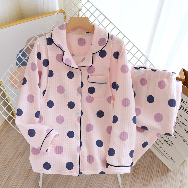 LYZピンクドット開襟エアリーレイヤー月子服